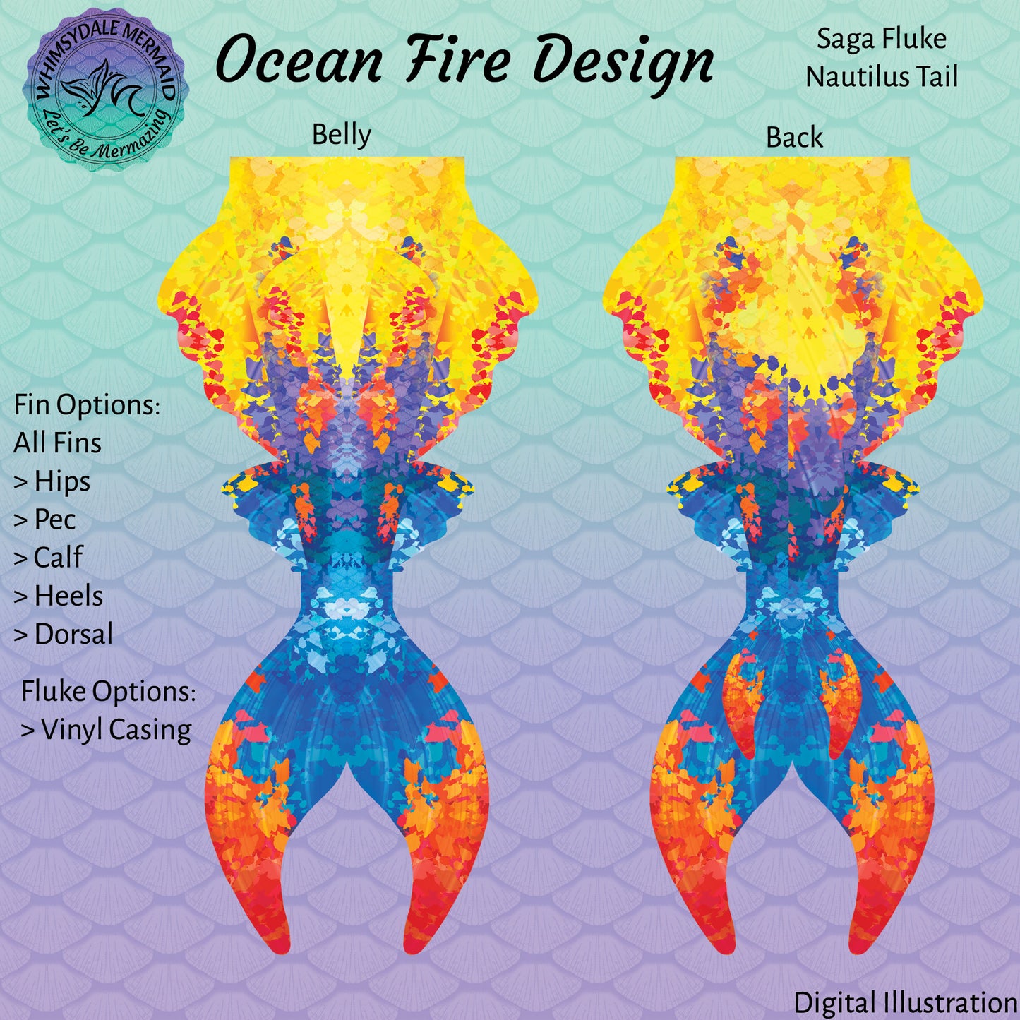 Ocean Fire Design Mermaid Tail - Saga Nautilus