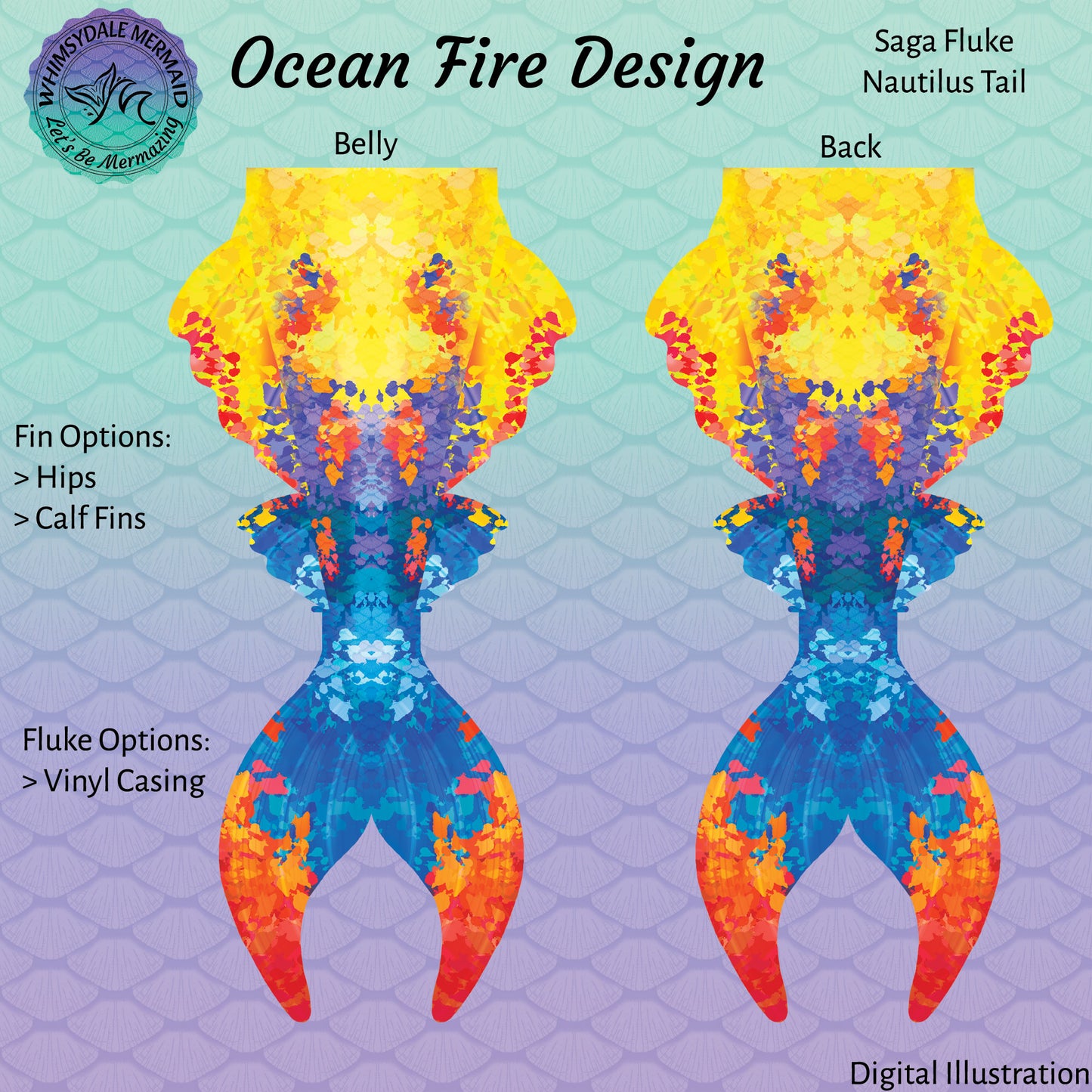 Ocean Fire Design Mermaid Tail - Saga Nautilus