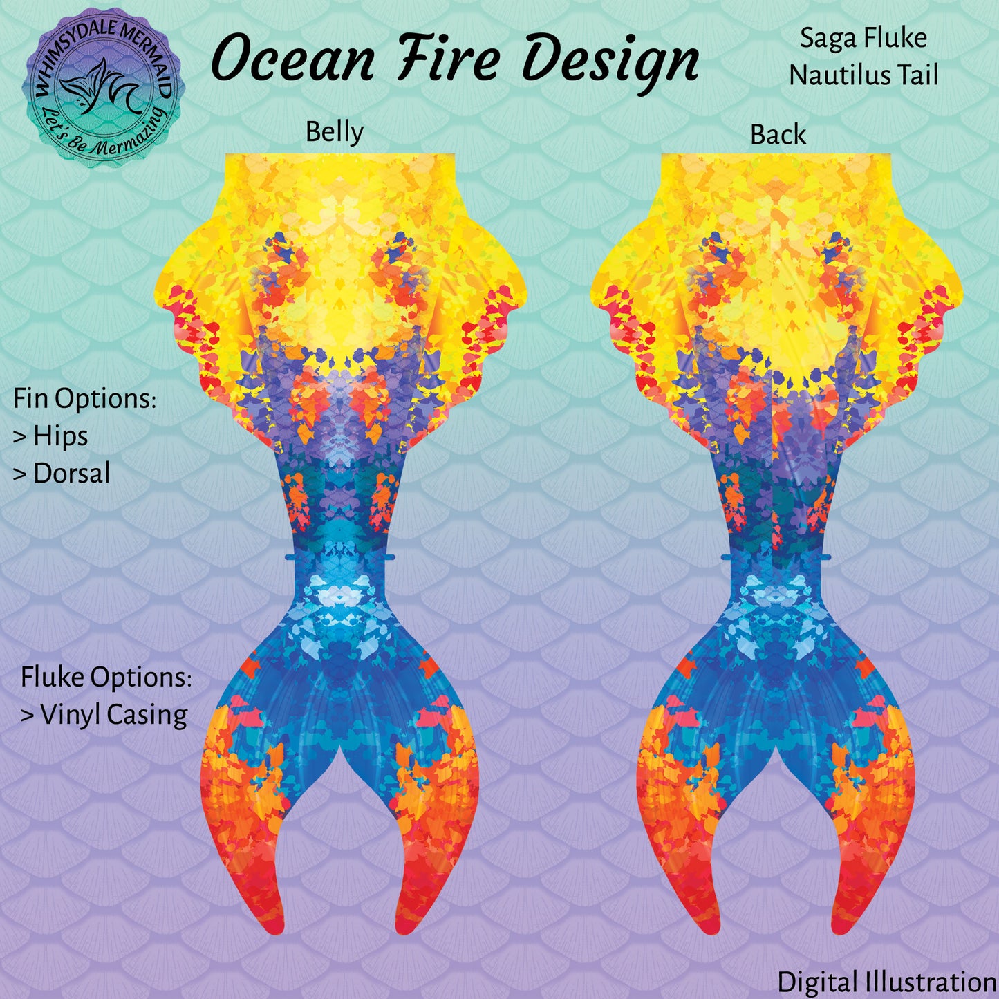 Ocean Fire Design Mermaid Tail - Saga Nautilus