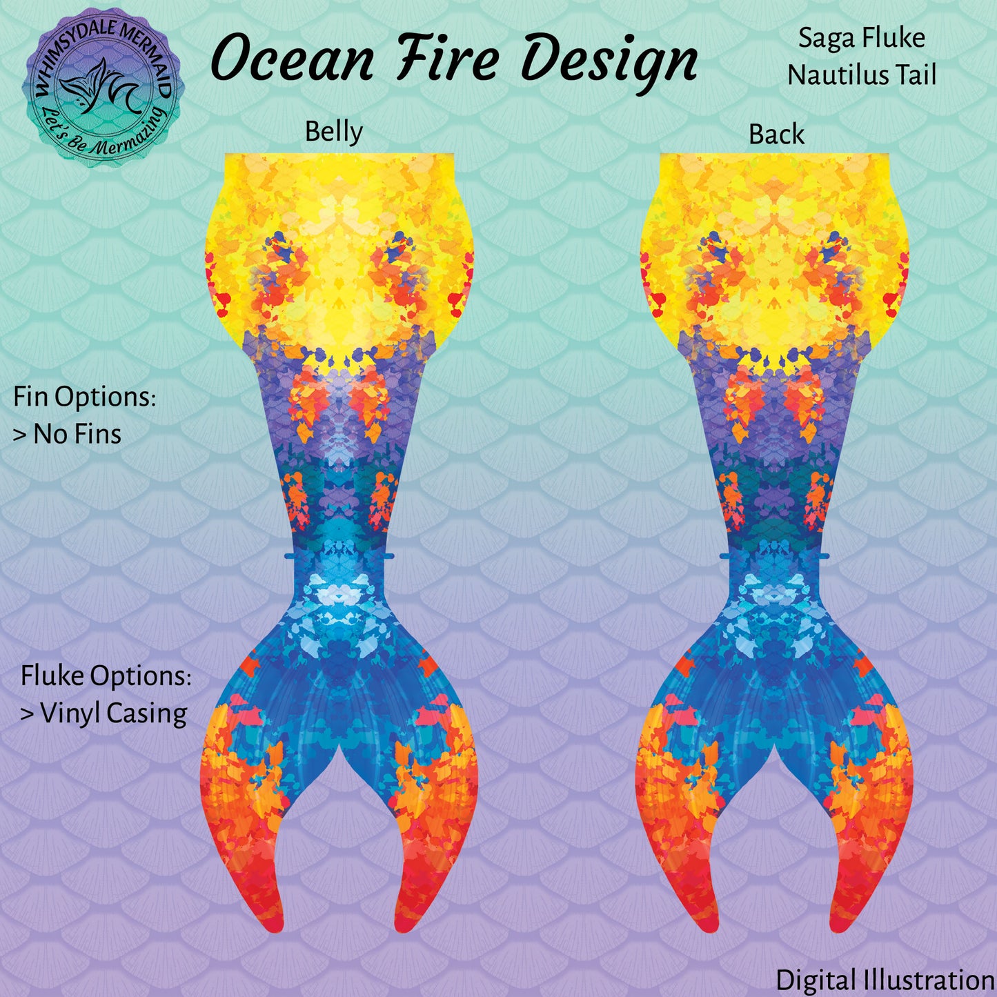 Ocean Fire Design Mermaid Tail - Saga Nautilus